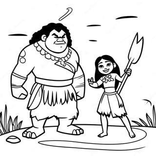 Moana And Maui Adventure Coloring Page 72-58