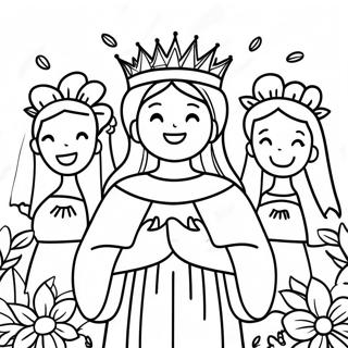 Joyful May Crowning Ceremony Coloring Page 73073-58541