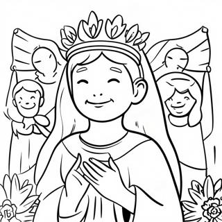 Joyful May Crowning Ceremony Coloring Page 73073-58542