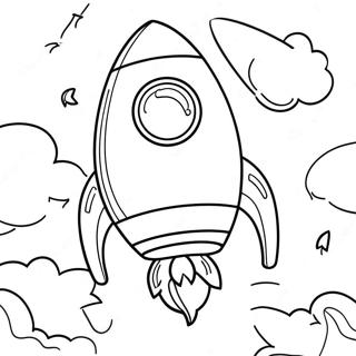 Rocket In The Colorful Sky Coloring Page 7307-5940