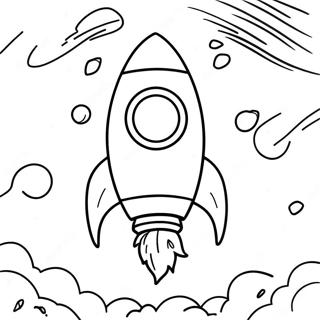 Rocket In The Colorful Sky Coloring Page 7307-6031