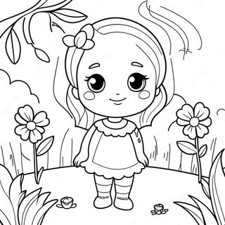 Cute Olivia In A Flower Garden Coloring Page 73113-58581