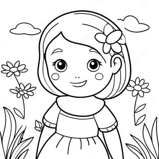 Cute Olivia In A Flower Garden Coloring Page 73113-58582