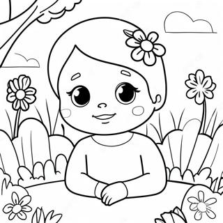 Cute Olivia In A Flower Garden Coloring Page 73113-58583