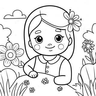 Cute Olivia In A Flower Garden Coloring Page 73113-58584