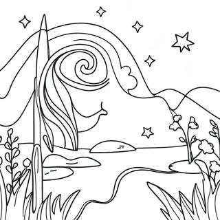 Glittery Starry Night Coloring Page 73263-58698