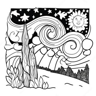 Glittery Starry Night Coloring Page 73263-58700