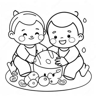 Cute Babies Playing With Toys Coloring Page 73272-58705