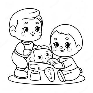 Cute Babies Playing With Toys Coloring Page 73272-58706