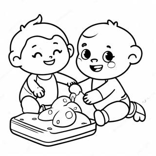 Cute Babies Playing With Toys Coloring Page 73272-58707