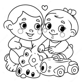 Cute Babies Playing With Toys Coloring Page 73272-58708