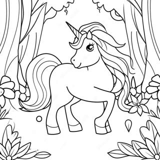 Sparkling Unicorn In A Magical Forest Coloring Page 73333-58753