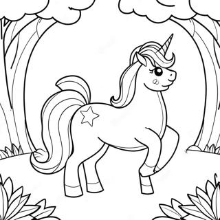 Sparkling Unicorn In A Magical Forest Coloring Page 73333-58754