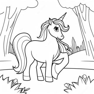 Sparkling Unicorn In A Magical Forest Coloring Page 73333-58755