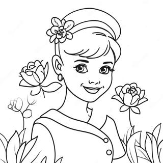 Cute Audrey With Flowers Coloring Page 73423-58824