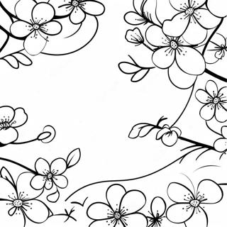 Japanese Cherry Blossom With Flag Coloring Page 73473-58866