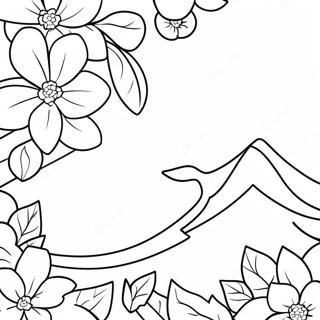 Japanese Cherry Blossom With Flag Coloring Page 73473-58867