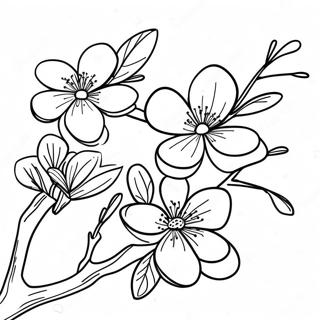 Japanese Cherry Blossom With Flag Coloring Page 73473-58868