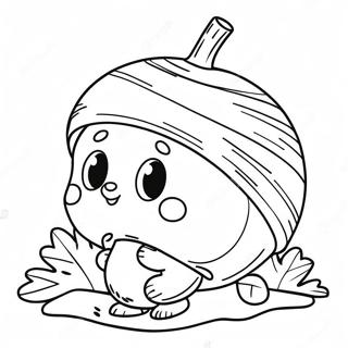 Cute Cartoon Acorn Coloring Page 7347-6061