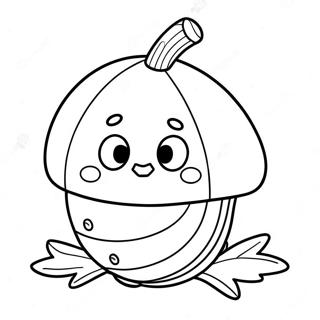 Cute Cartoon Acorn Coloring Page 7347-6063