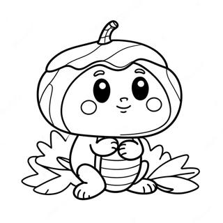 Cute Cartoon Acorn Coloring Page 7347-6064