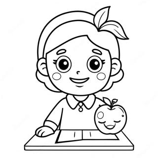 Adorable Teacher With Apple Coloring Page 73483-58874