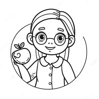 Adorable Teacher With Apple Coloring Page 73483-58875