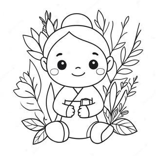 Cute Qiqi With Healing Herbs Coloring Page 73543-58918