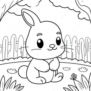 Cute Bunny In A Garden Coloring Page 7367-6081