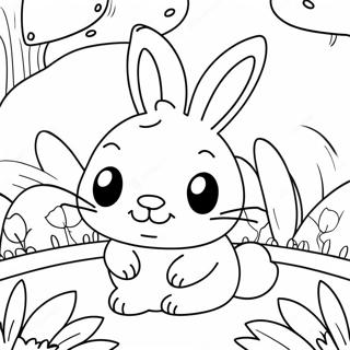 Cute Bunny In A Garden Coloring Page 7367-6082