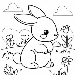 Cute Bunny In A Garden Coloring Page 7367-6083