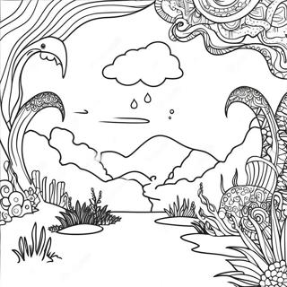 Psychedelic Dreamscape Coloring Page 73683-59032