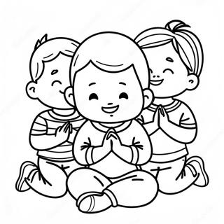 Joyful Children Praying Coloring Page 73793-59119