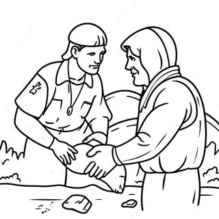 Caring Good Samaritan With A First Aid Kit Coloring Page 73843-59162