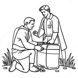 Caring Good Samaritan With A First Aid Kit Coloring Page 73843-59164