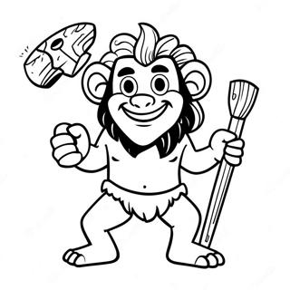 Funny Caveman With Club Coloring Page 73863-59182