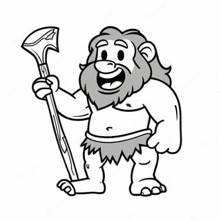 Funny Caveman With Club Coloring Page 73863-59183