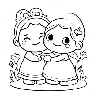 Cute Sisters Playing Together Coloring Page 73883-59189