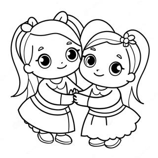 Cute Sisters Playing Together Coloring Page 73883-59190