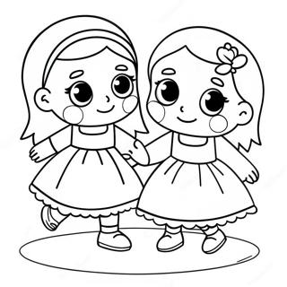 Cute Sisters Playing Together Coloring Page 73883-59191