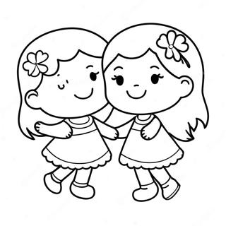 Cute Sisters Playing Together Coloring Page 73883-59192