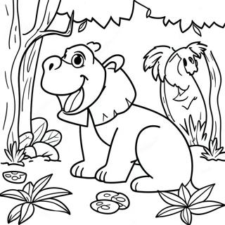 Colorful Big Fun Jungle Scene Coloring Page 73933-59239