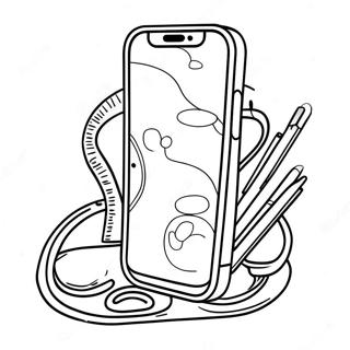 Colorful Iphone 13 With Accessories Coloring Page 74033-59318