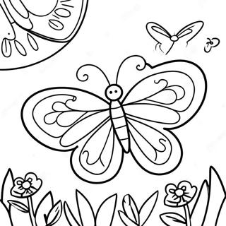 Colorful Butterfly In A Garden Coloring Page 74043-59321