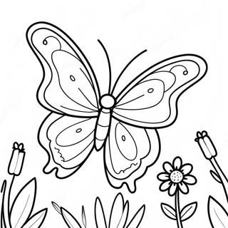 Colorful Butterfly In A Garden Coloring Page 74043-59322