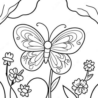 Colorful Butterfly In A Garden Coloring Page 74043-59323