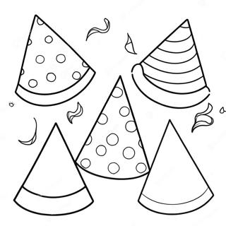 Colorful Party Hats Coloring Page 7407-6113