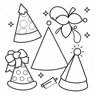 Colorful Party Hats Coloring Page 7407-6114