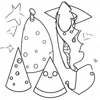 Colorful Party Hats Coloring Page 7407-6115