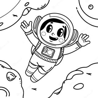 Cute Astronaut Floating In Zero Gravity Coloring Page 74153-59409